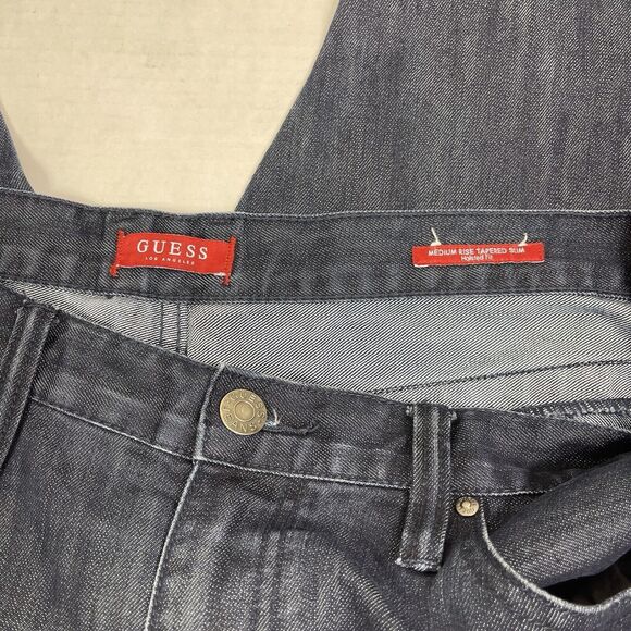 Guess Jeans Men’s 36x32 Medium Rise Tapered Slim Halsted Fit Dark Wash Preppy - Picture 10 of 15